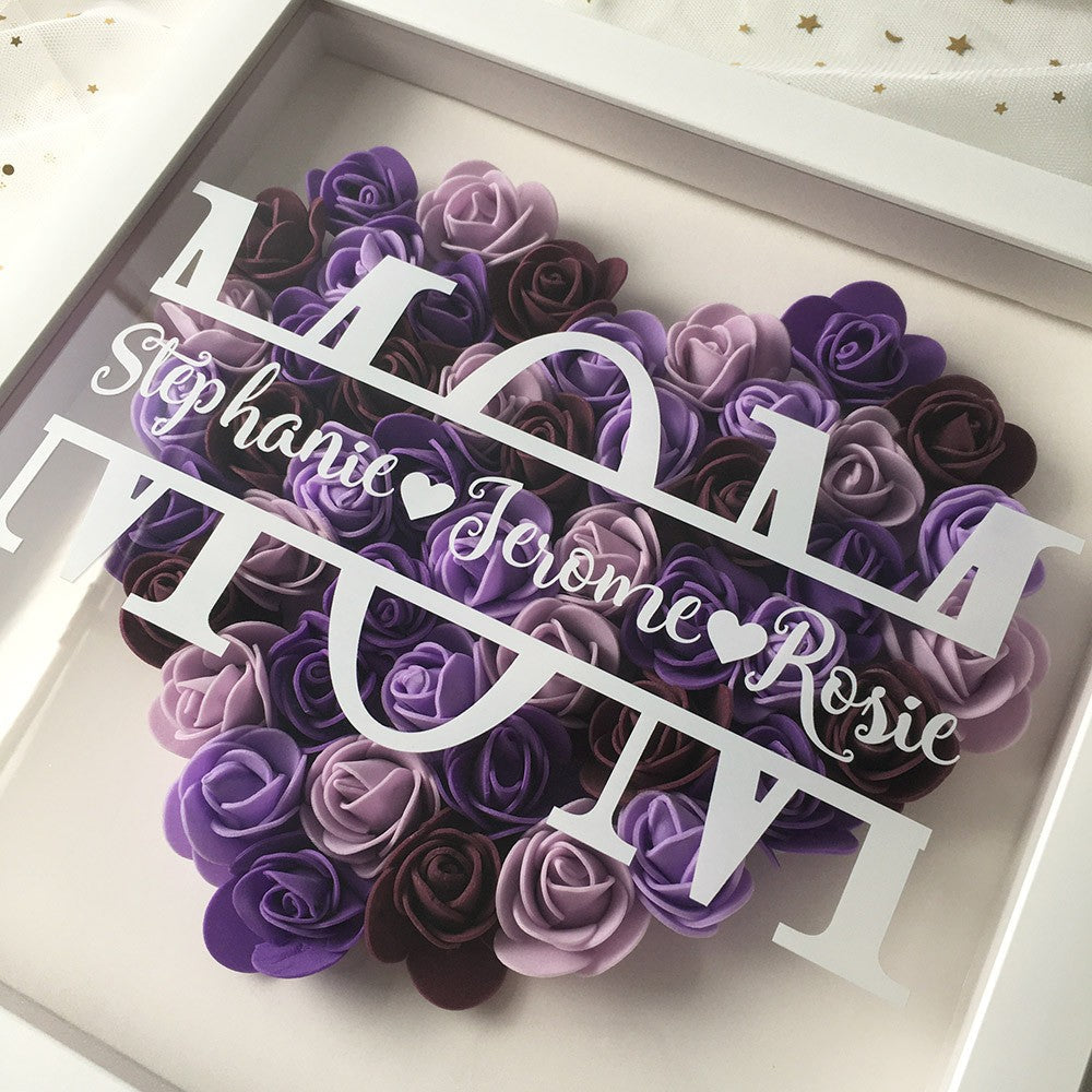 Personalized Mom Flower Shadow Box With Name For Mother's Gift