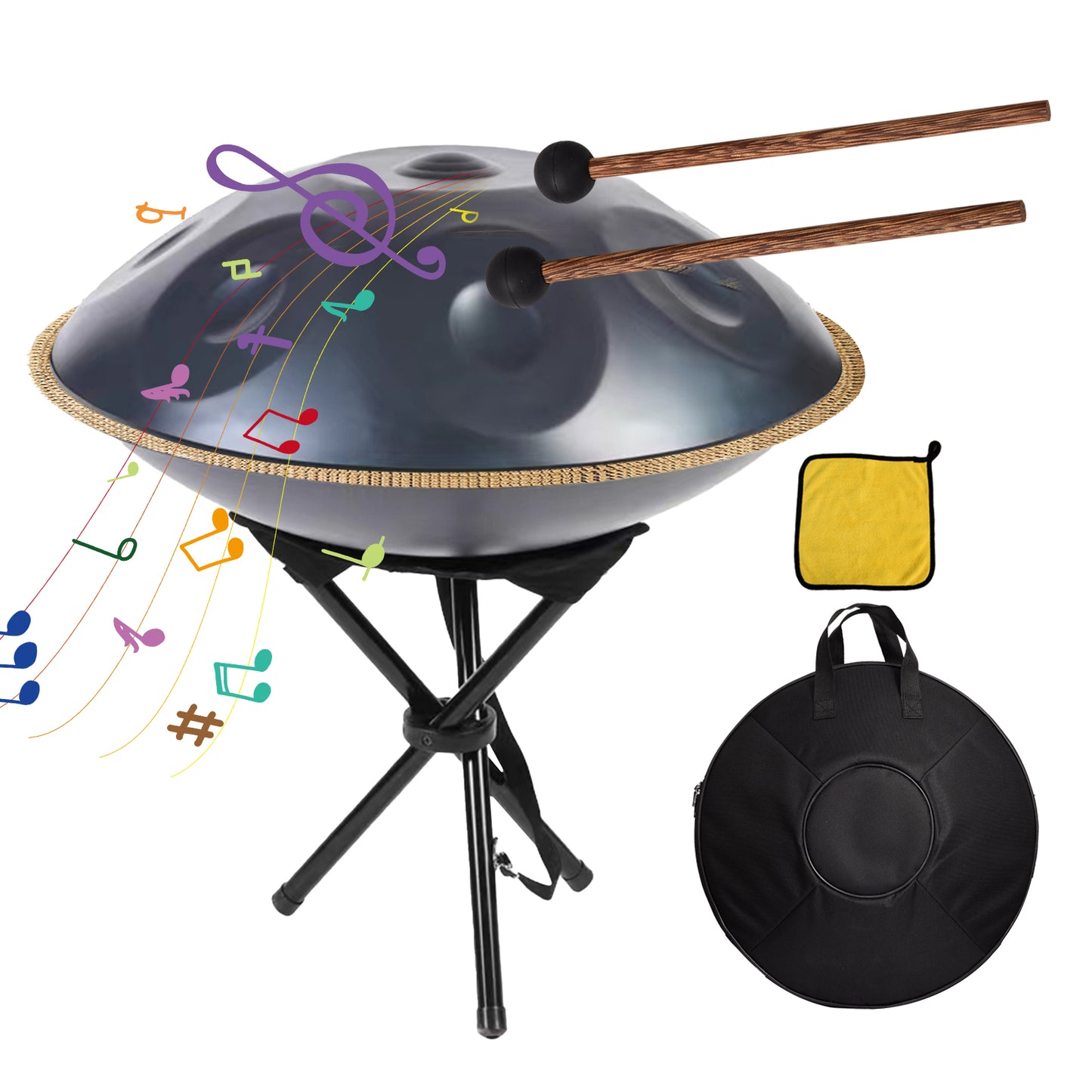 WZTO Steel Drums 22 Inch Steel Hand Drum Portable Navy Blue 10 Notes Handpan Drums Sets for Professional Performance delightful