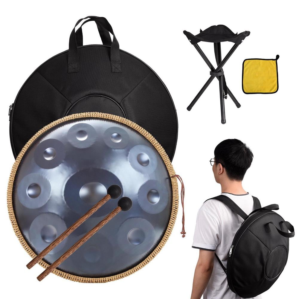 WZTO Hand Pan Drum 22 Inch Steel Hand Drum in D Minor Portable Navy Blue 10 Notes Handpan Drums Sets for Professional Performance accepted