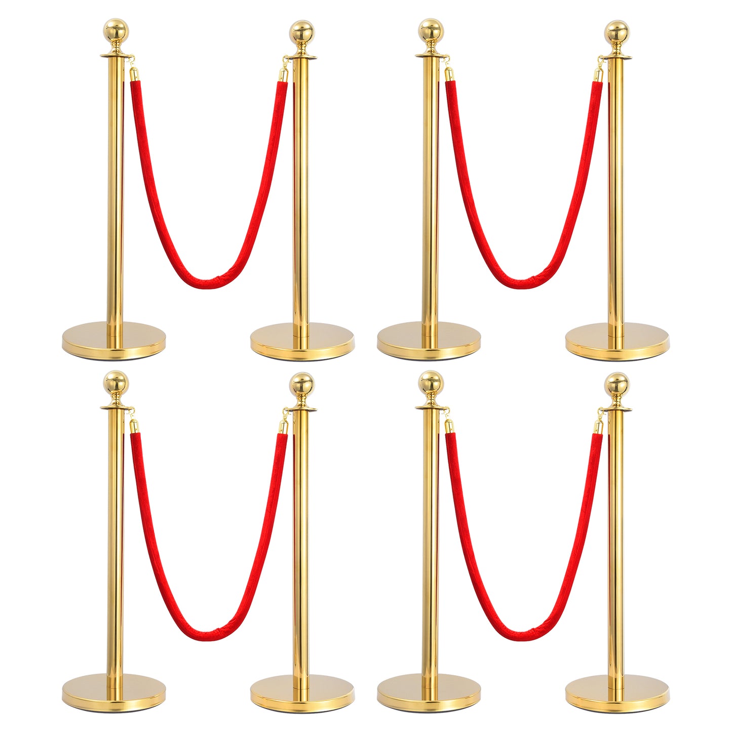 WZTO Crowd Control Stanchion 8pcs Stainless Steel Stanchion Post for Crowd Control Party Supplies Crowd Control Barriers with 4pcs Velvet Rope Red Carpet Poles for Ticketing best service