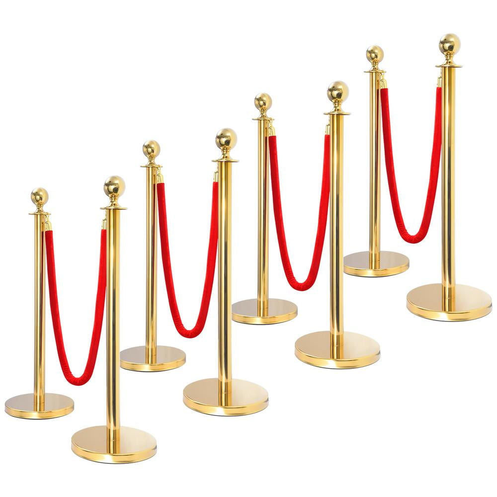 WZTO Crowd Control Stanchion 8pcs Stainless Steel Crowd Control Ropes and Poles Party Supplies Crowd Control Barriers with 4pcs Velvet Rope Red Carpet Poles for Ticketing easy to use