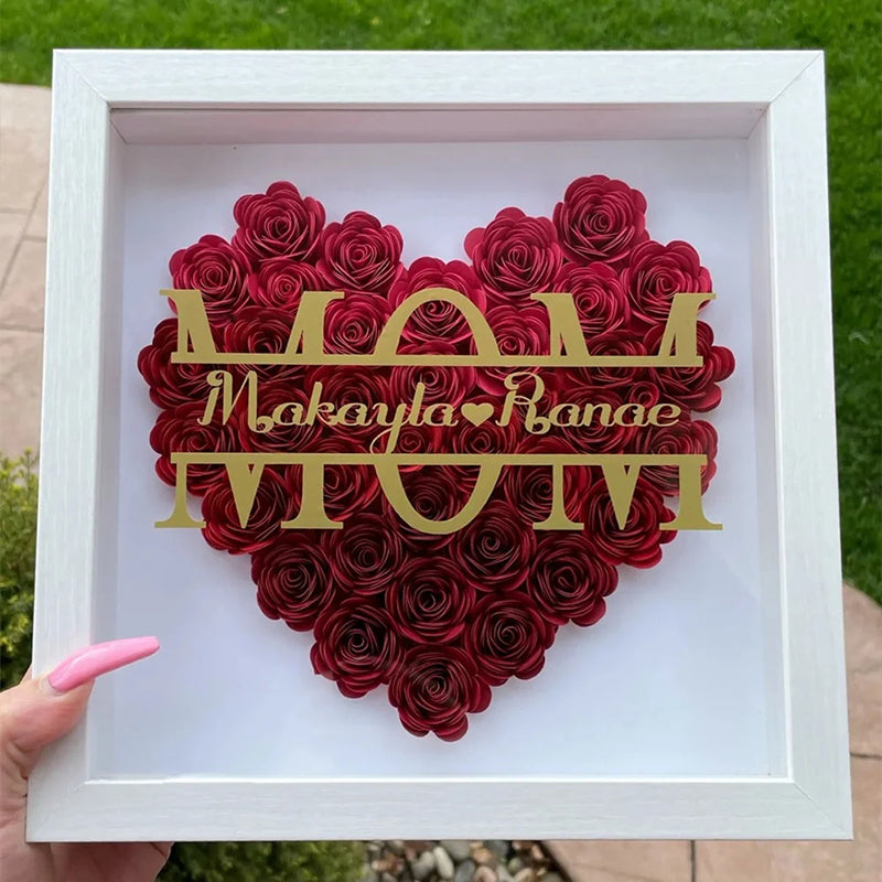 Personalized Mom Flower Shadow Box With Name For Mother's Gift