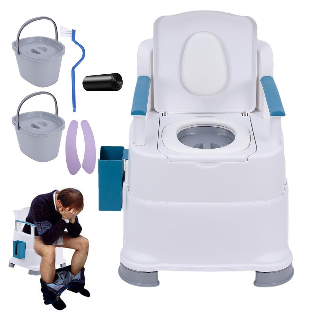 WZTO Commode Chair for Toilet with Arms Indoor Safety Bedside Toilet Mobile Portable Toilets with Spacious PU Seat for Pregnant Women The Elderly Patients Disabled People richly