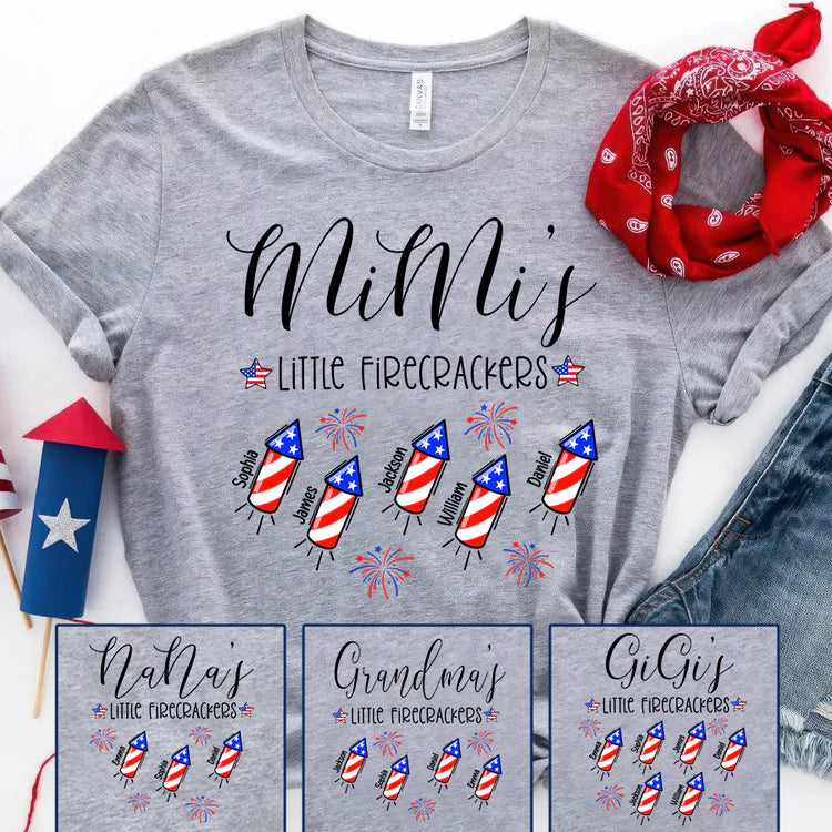 Custom Grandma/Mom With Kids Firecrackers T-Shirt