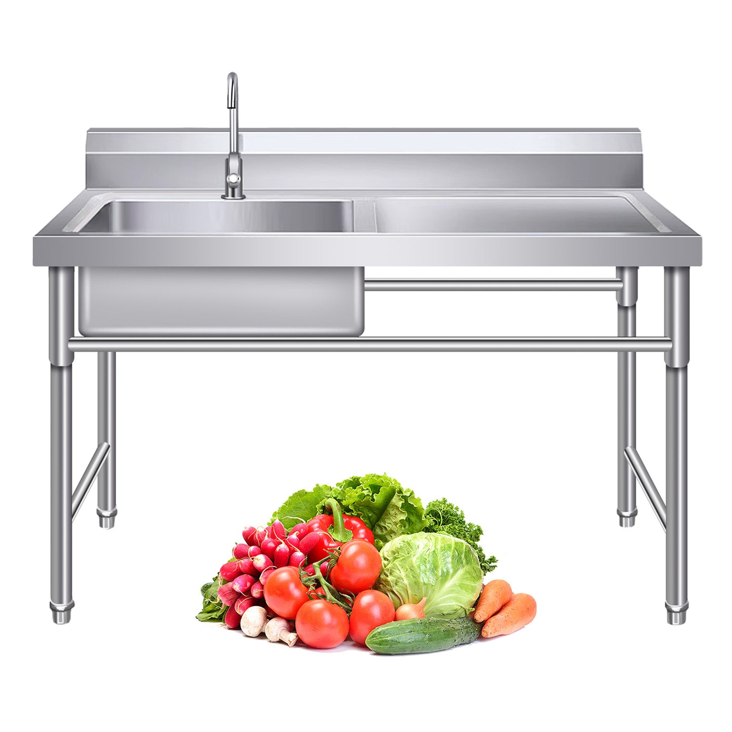 WZTO Commercial Stainless Steel Sink Multipurpose Single-Bowl Washing Sinks With Faucet Industrial Sink For Outdoor Garage Restaurant Bar Cafe Laundry Room Hotel And More fabulous