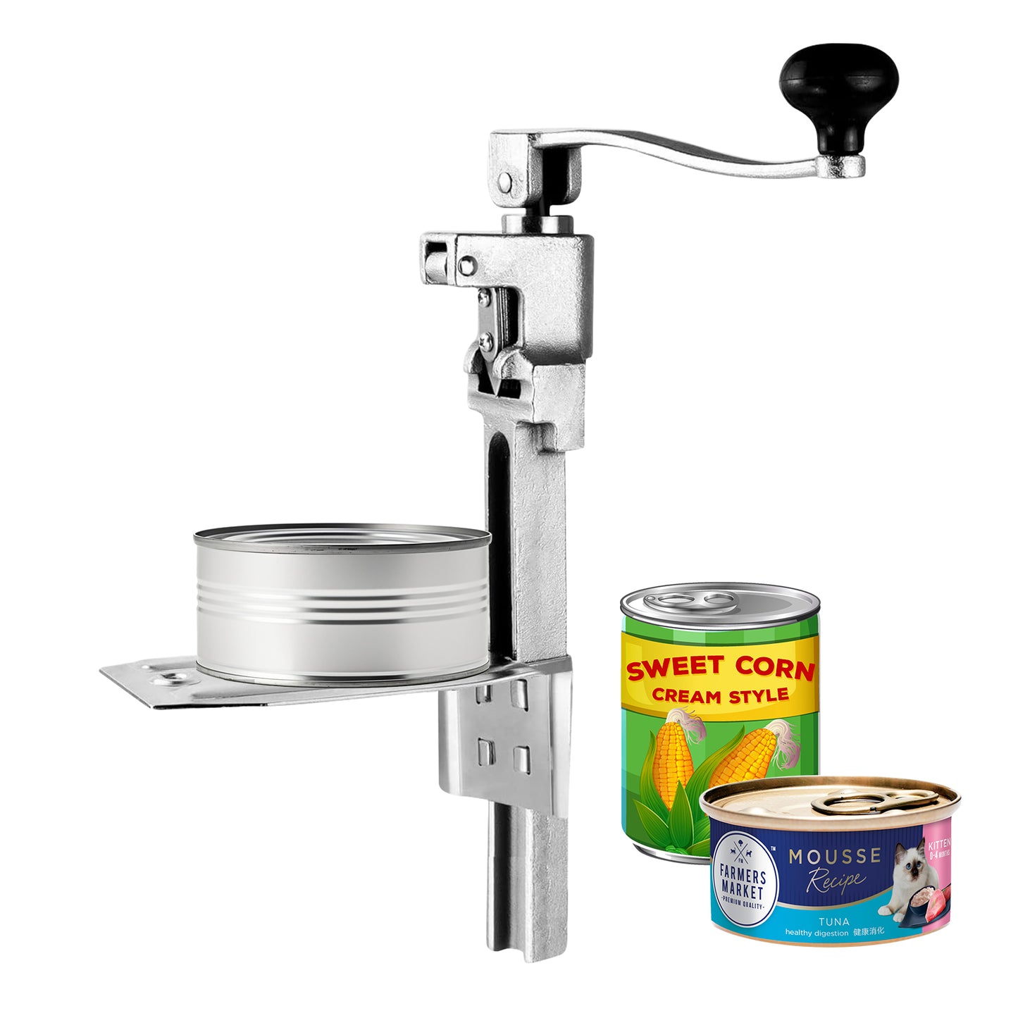 WZTO Commercial Can Opener | Rotary Opening Manual Table Can Opener with Steel Base | Heavy Duty Cast Steel Industrial Can Opener for Cans Up to 10 Inches