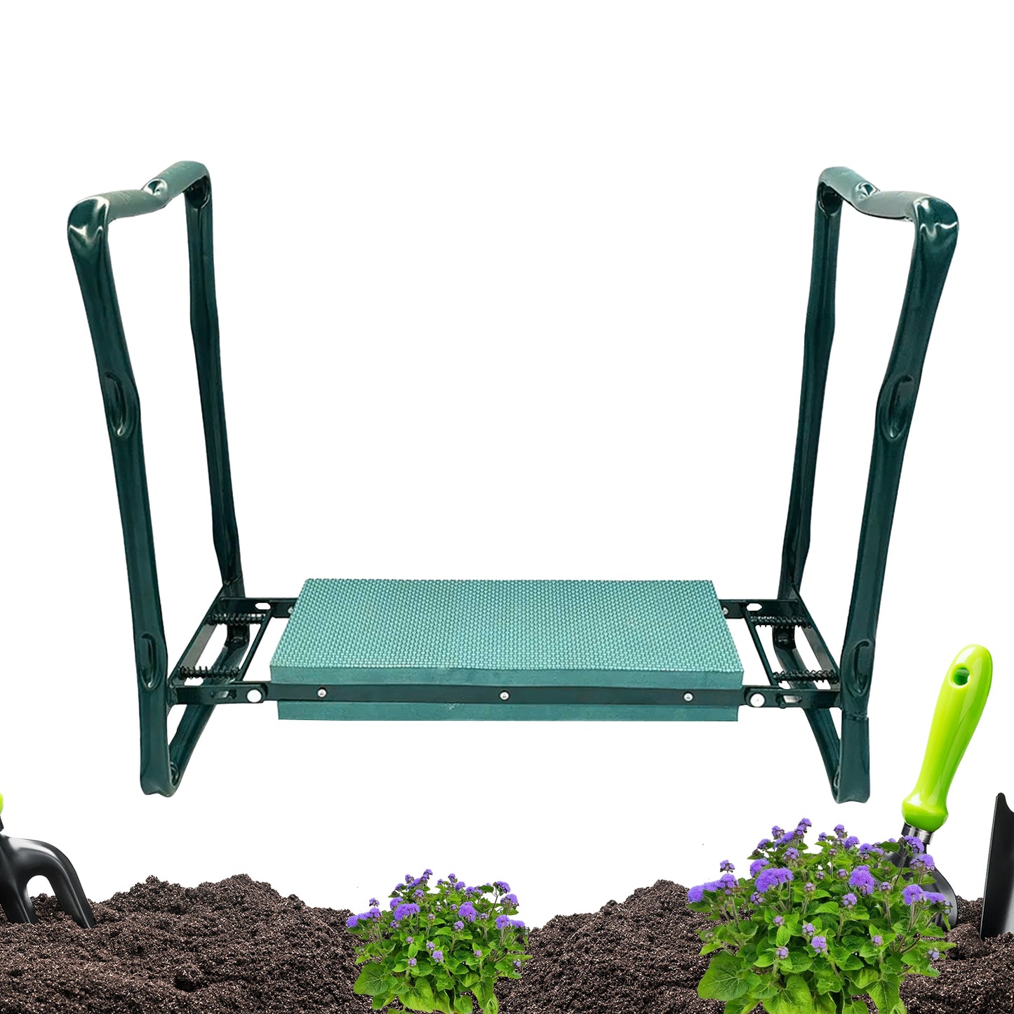 WZTO Kneeler and Stool for Gardening Soft Kneeling Stool with 2 Handles Folding Kneeling Bench for Gardening Kneeling and Sitting Green serviceable