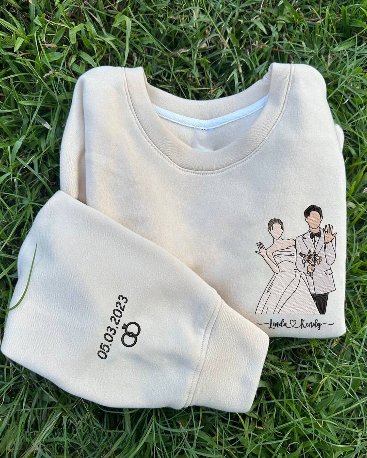 Personalized Couple Photo Embroidered Sweatshirt