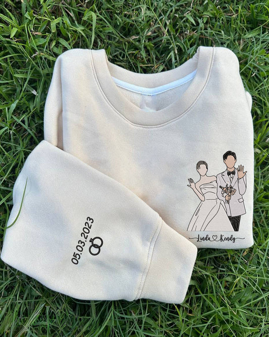 Personalized Couple Photo Embroidered Sweatshirt