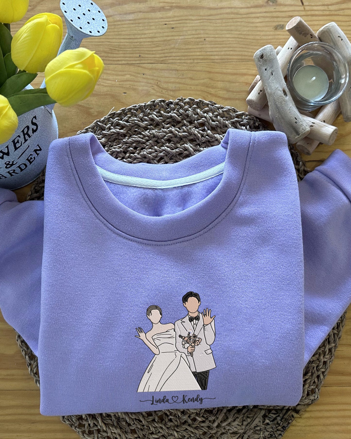 Personalized Couple Photo Embroidered Sweatshirt