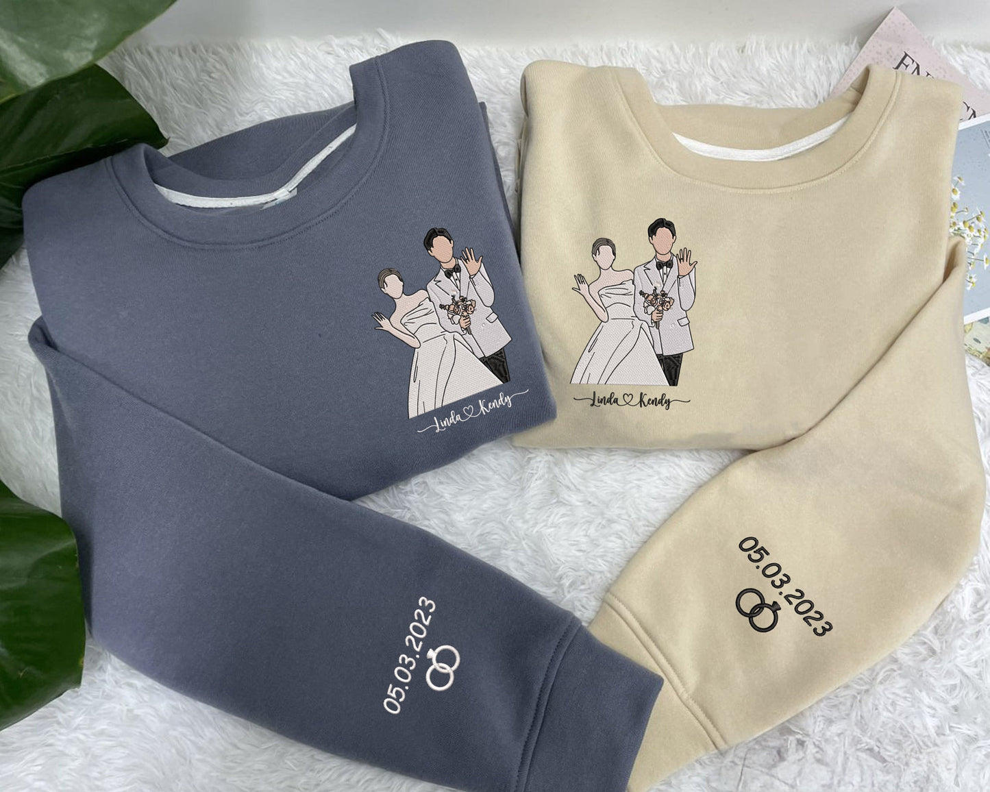 Personalized Couple Photo Embroidered Sweatshirt